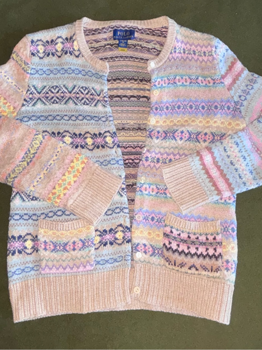Polo by Ralph Lauren Pastel Fair Isle Crew Cardigan - Pink & Multicolor